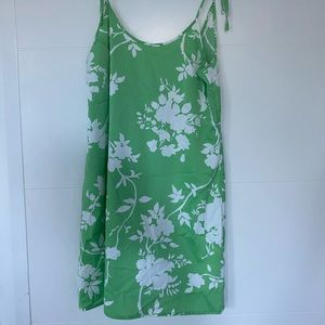 Urban Outfitters Green Floral Silk Dress
